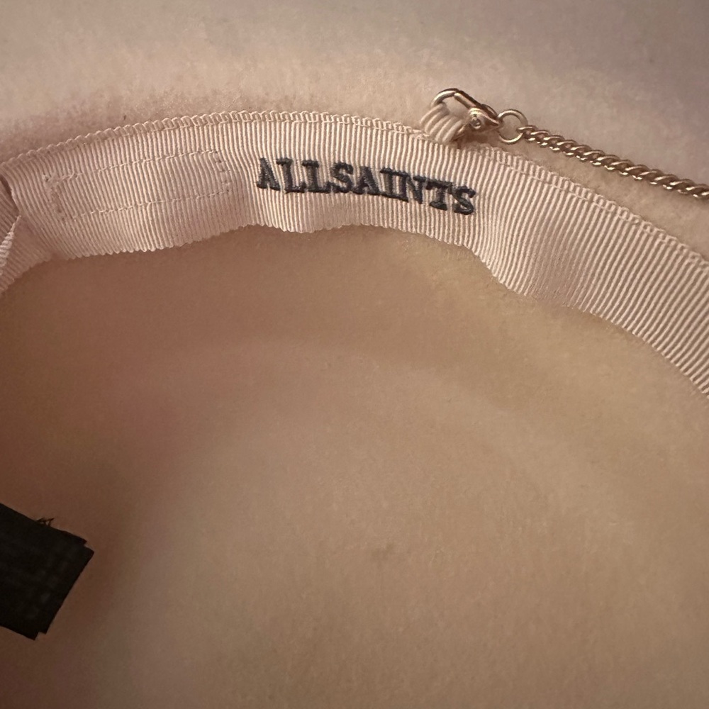 All Saints Cream Felt Hat with Gold Chain - Picture 2 of 8